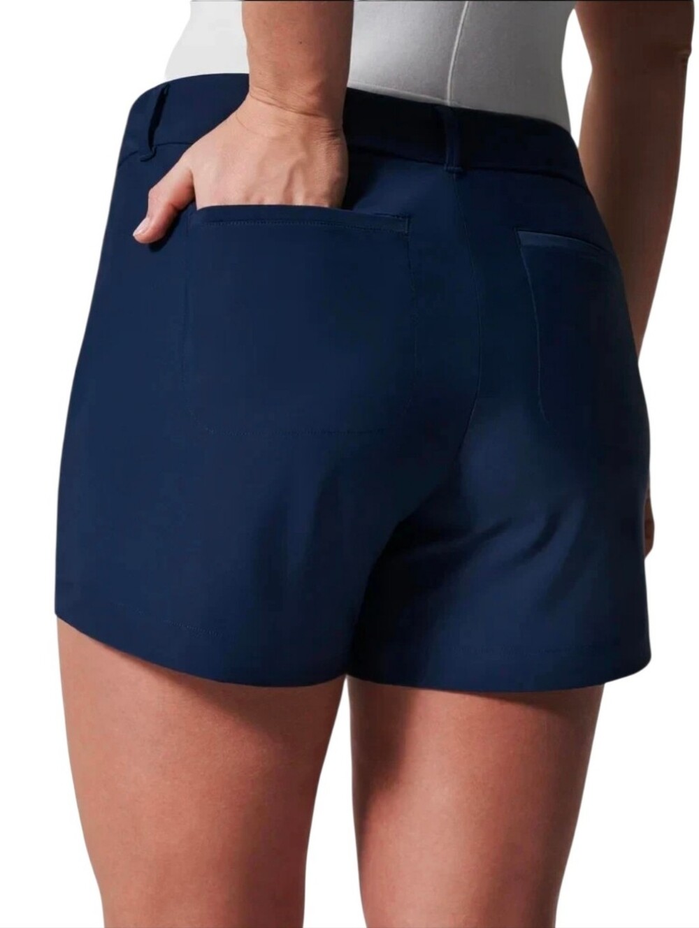 Spanx Women's Shineshine 4-Way Stretch Pull-On Navy Shorts - Picture 4 of 8